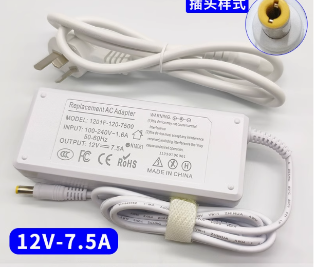 *Brand NEW*12V 7.5A AC/DC ADAPTER YQ-1201F-120-7500 Power Supply - Click Image to Close