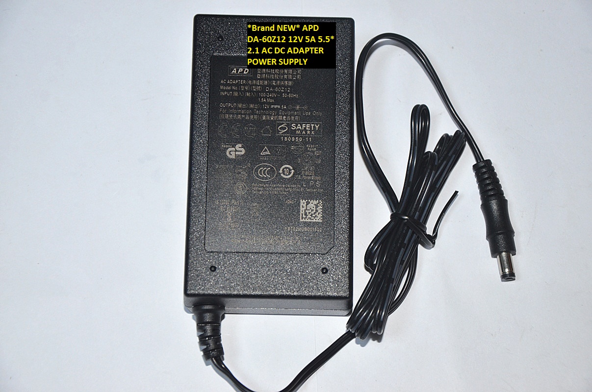 *Brand NEW* DA-60Z12 APD 12V 5A 5.5*2.1 AC DC ADAPTER POWER SUPPLY