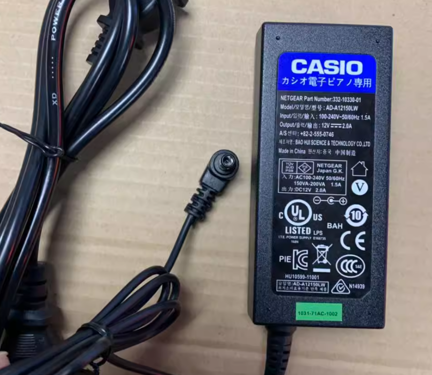 *Brand NEW*CASIO AD-A12150LW 12V1.5A /2A AC Adapter CDP-120/130/135/220/230 Power Supply - Click Image to Close