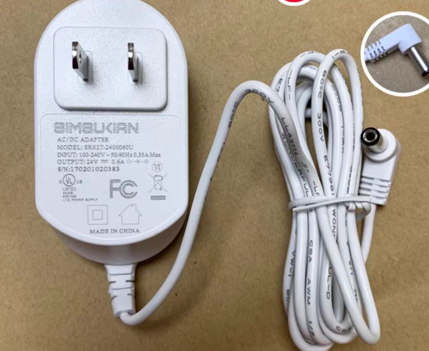 *Brand NEW*SIMSUKIAN 24V0.6A（0.5A/1A）AC Adapter SK02G-2400060U Power Supply - Click Image to Close