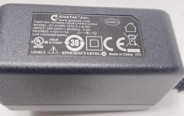 *Brand NEW*15V 1A AC Adapter GlobTek GT-81085-1516 GT-81085-1516.6-1.6-W2 Power Charger - Click Image to Close