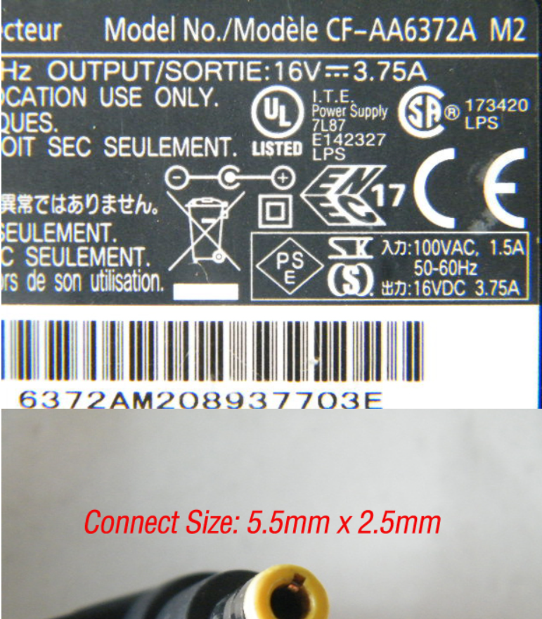 *Brand NEW*CF-AA6372A M2 CF-AA6372A M3 Panasonic 16V 3.75A 60W AC Adapter CF-AA1632A M1 CF-AA1632A M