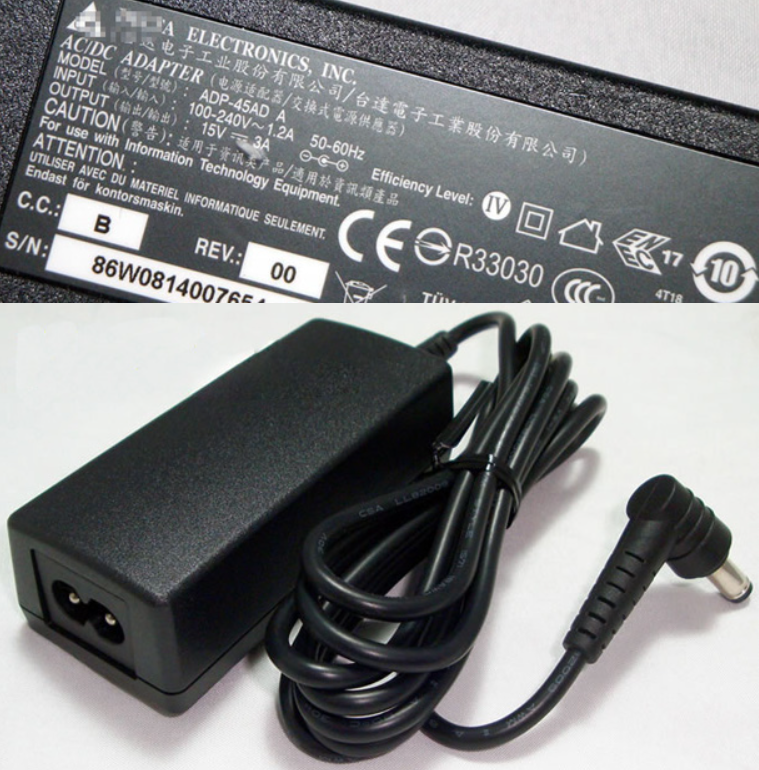 *Brand NEW*Delta 15V 3A 45W Laptop ac adapter ADP-45AD A Power Supply - Click Image to Close