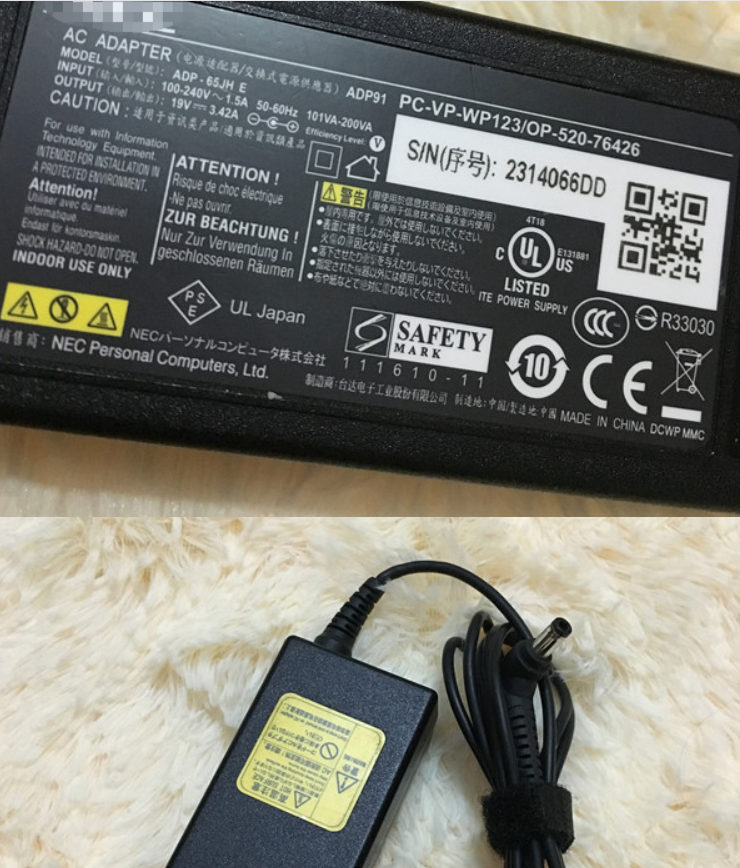 *Brand NEW*Original NEC OP-520-76426 NEC LaVie 19V 3.42A 65W AC Adapter OP-520-75301 PC-VP-WP123 ADP