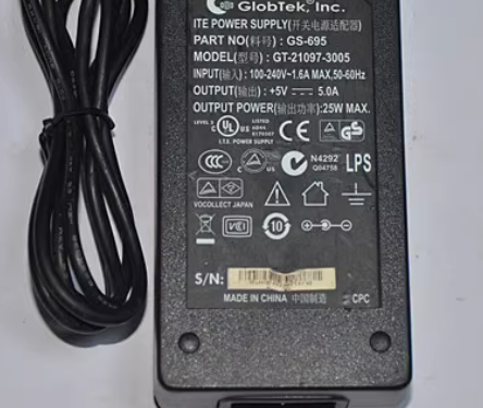 *Brand NEW*GlobTek lnc. GS-695 GT-21097-3005 +5V 5.0A AC ADAPTER Power Supply