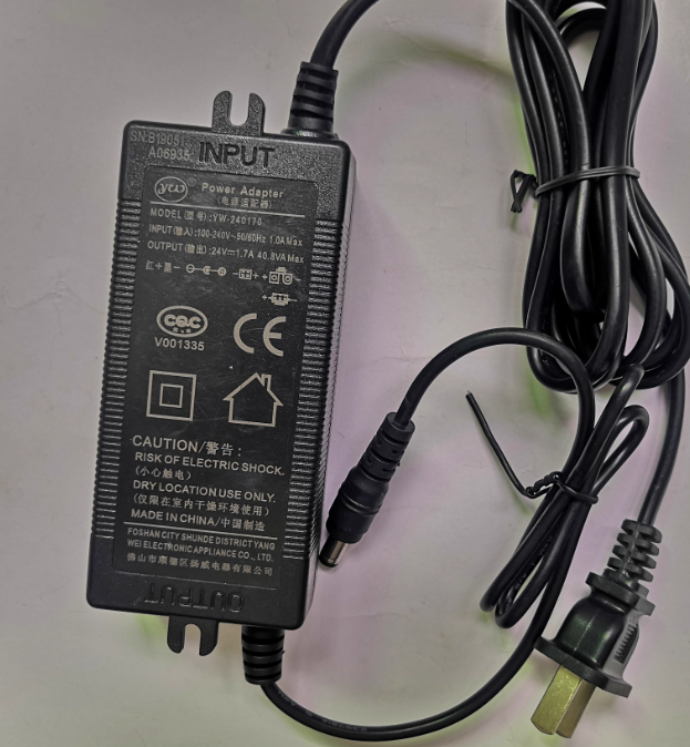 *Brand NEW*YW YW-240170 24V 1.7A AC/DC ADAPTER Power Supply