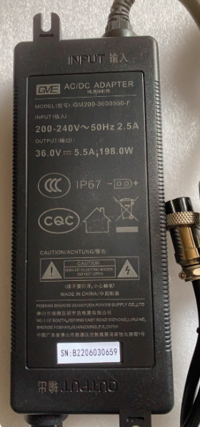 *Brand NEW*GVE GM200-3600550-F PJ-2521 AR400-J3 36.0V 5.5A 198.0W AC/DC ADAPTER Power Supply