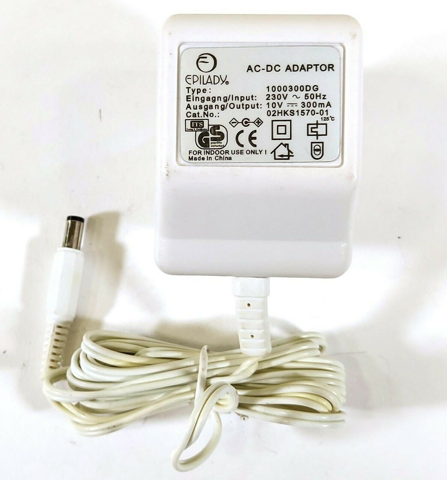 GS Epilady 1000300DG AC/DC Adapter 10V 300mA Original Charger Power Supply D274 Output Current: 30 - Click Image to Close