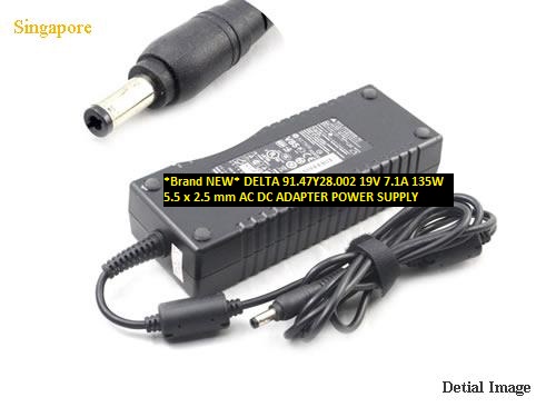 *Brand NEW* 91.47Y28.002 DELTA 19V 7.1A 135W 5.5 x 2.5 mm AC DC ADAPTER POWER SUPPLY