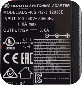 *Brand NEW*Original HOIOTO 12V 3.0A AC ADAPTER ADS-40SI-12-3 12036E Power Supply