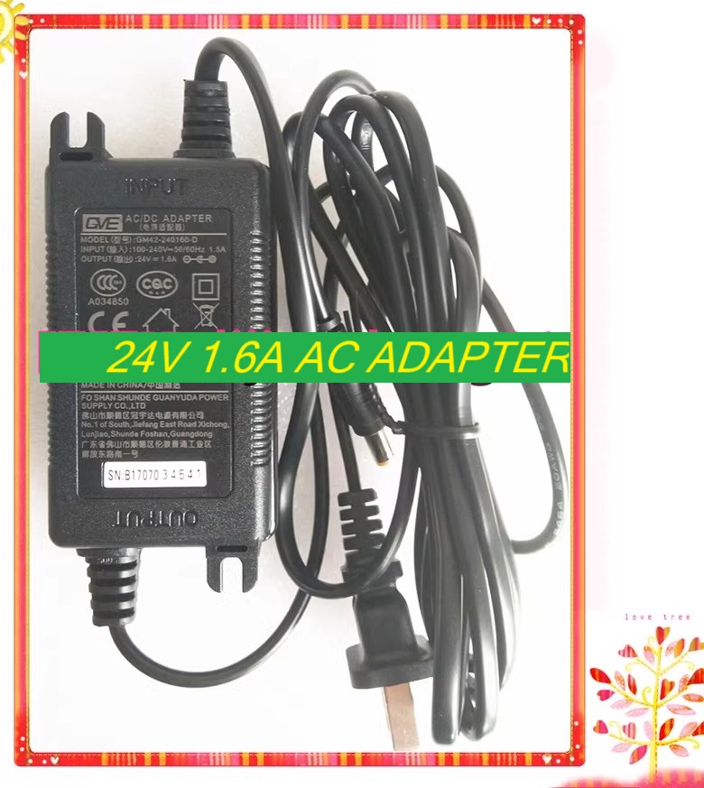 *Brand NEW*GM42-240160-D GVE 24V 1.6A AC ADAPTER Power Supply