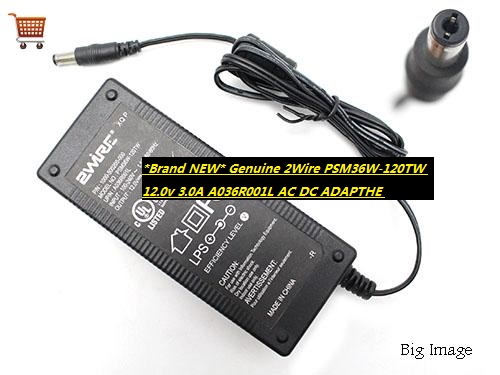 *Brand NEW* Genuine 2Wire PSM36W-120TW 12.0v 3.0A A036R001L AC DC ADAPTHE POWER Supply - Click Image to Close