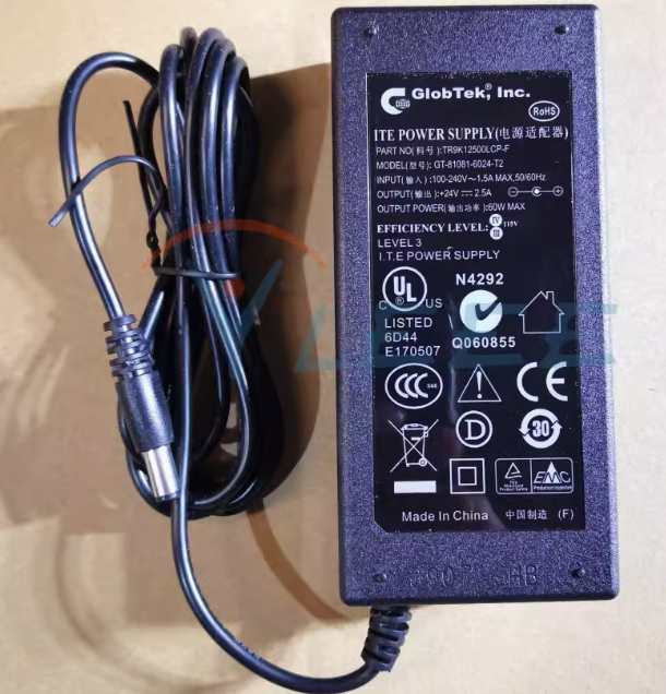 *Brand NEW*GlobTek TR9K12500LCP-F GT-81081-6024-T2 24V2.1A/2.0A/2.5A AC ADAPTER Power Supply - Click Image to Close