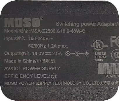 *Brand NEW*Original MOSO 19V 2.5A 47.5W AC Adapter MSA-Z2500IC19.0-48W-Q Power Supply