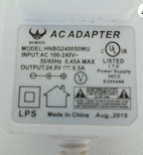 Huoniu AC Adapter Power Supply Charger HNBG240050WU Output 24V 0.5A Brand Huonio Location EA1062 MP Huoniu AC Adapter Power Supply Charger HNBG240050WU Output 24V 0.5A Brand Huonio Location EA1062 MP
